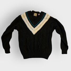 Vintage 90s Brad Richards V Neck sweater Men's Large Black/White